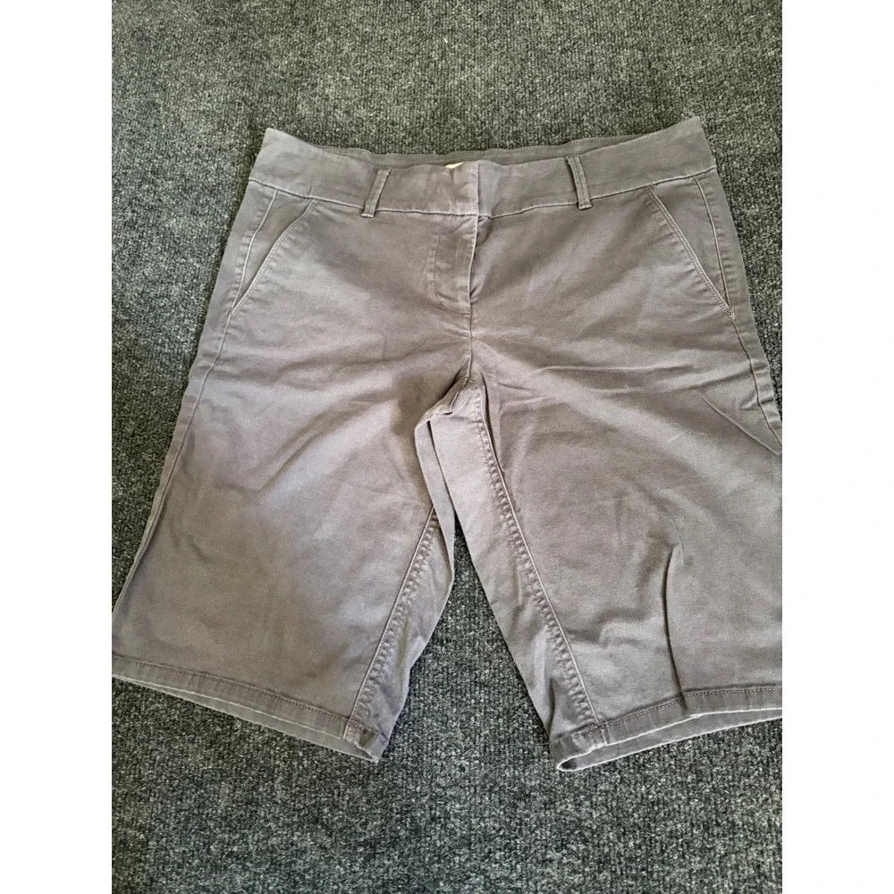 Loft Outlet Womens Grey Bermuda Roll Shorts Chino Mid Rise Casual Size 10